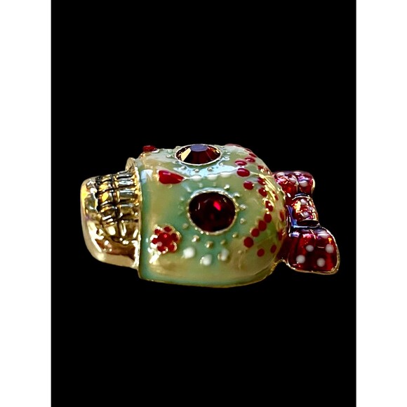 Vintage Style Goth Sugar Skull Brooch Pin Necklace Charm with Faux Crystals - Picture 6 of 8